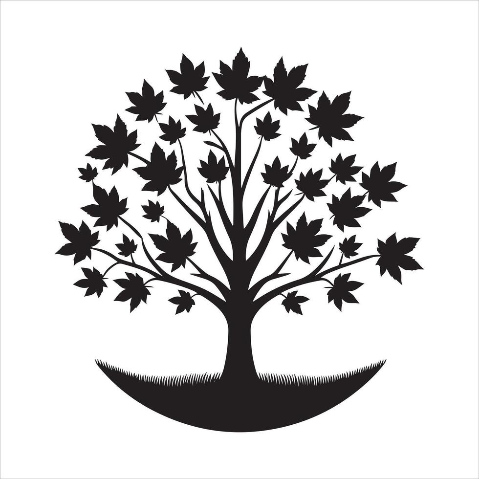 maple tree silhouette vector