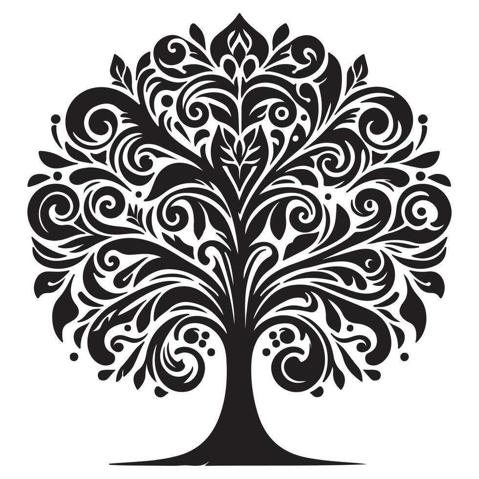 beautiful tree silhouette art vector