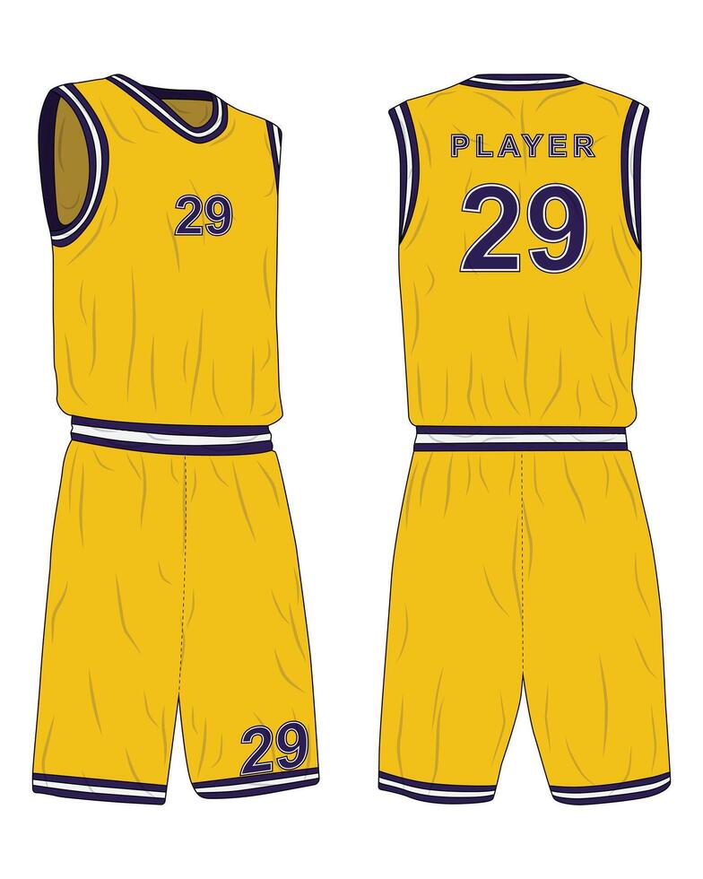 Basketball jersey uniform mockup front and back view vector