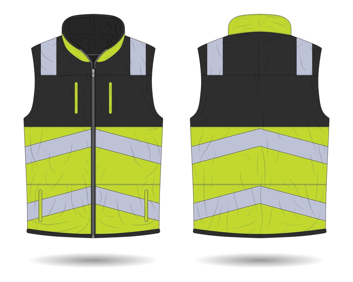 Hi vis vest workwear mockup front and back view vector
