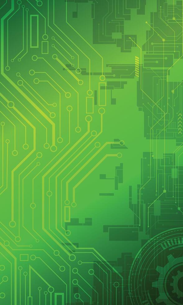 Abstract circuit board green gradient technology wallpaper vector
