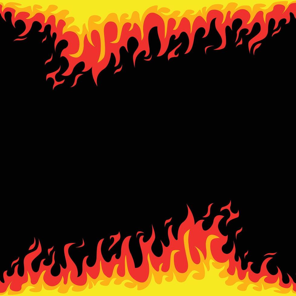 Burning fire border square background vector