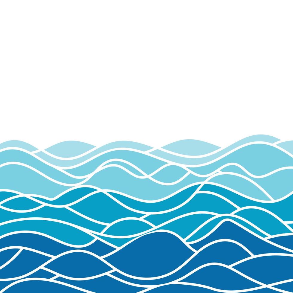 Illustration of wavy blue sea surface flat design vector