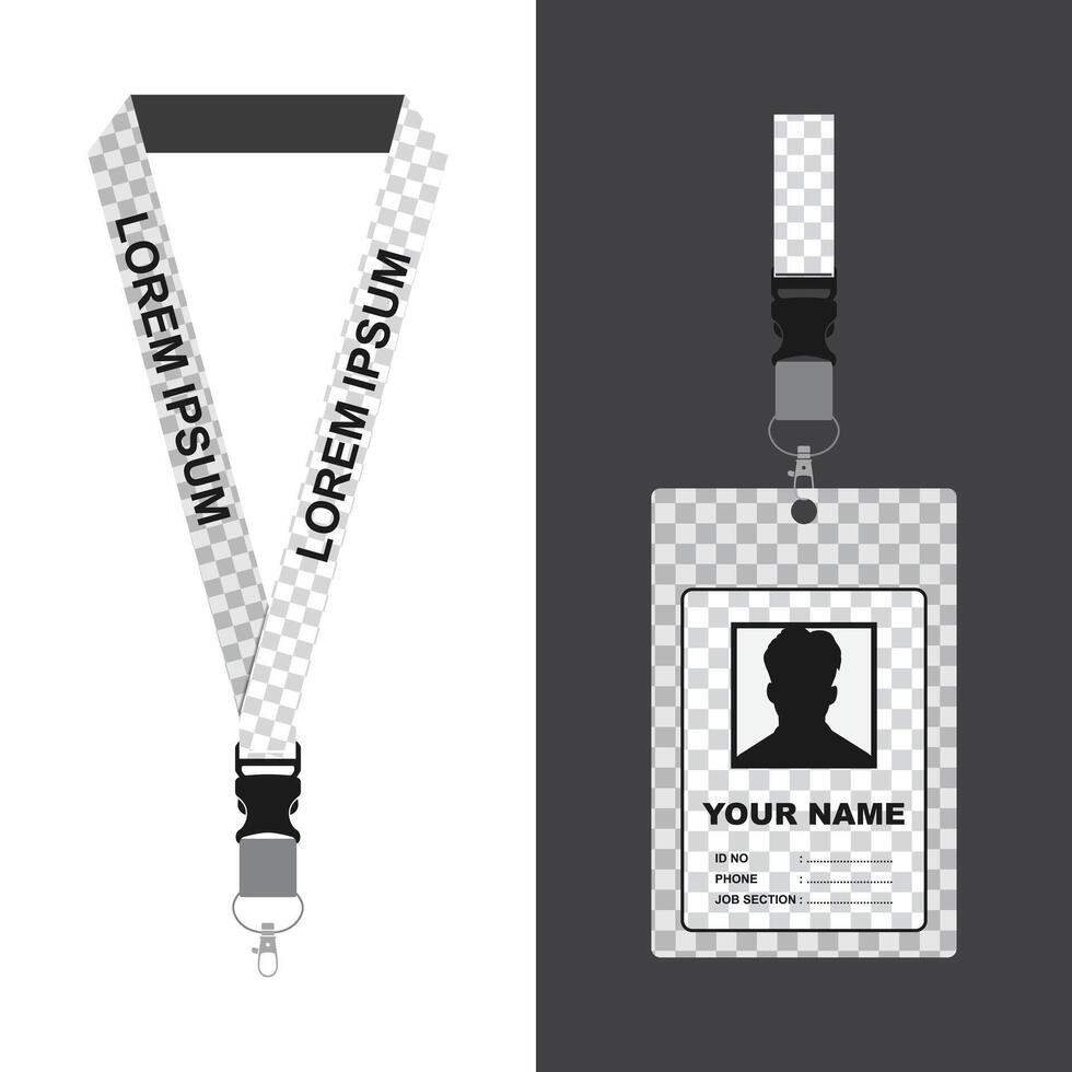 Name tag lanyard template front and back view vector