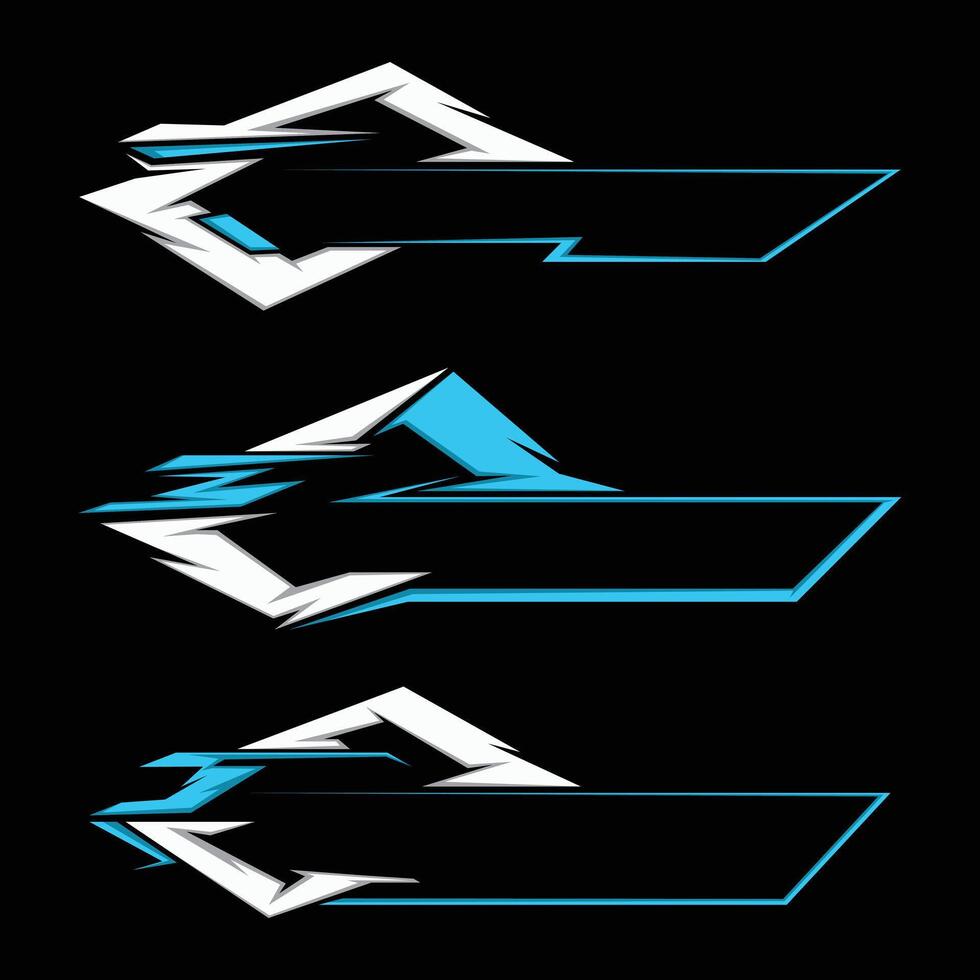 Set of futuristic technology digital banner, racing logo border, gaming blank frame, etc vector