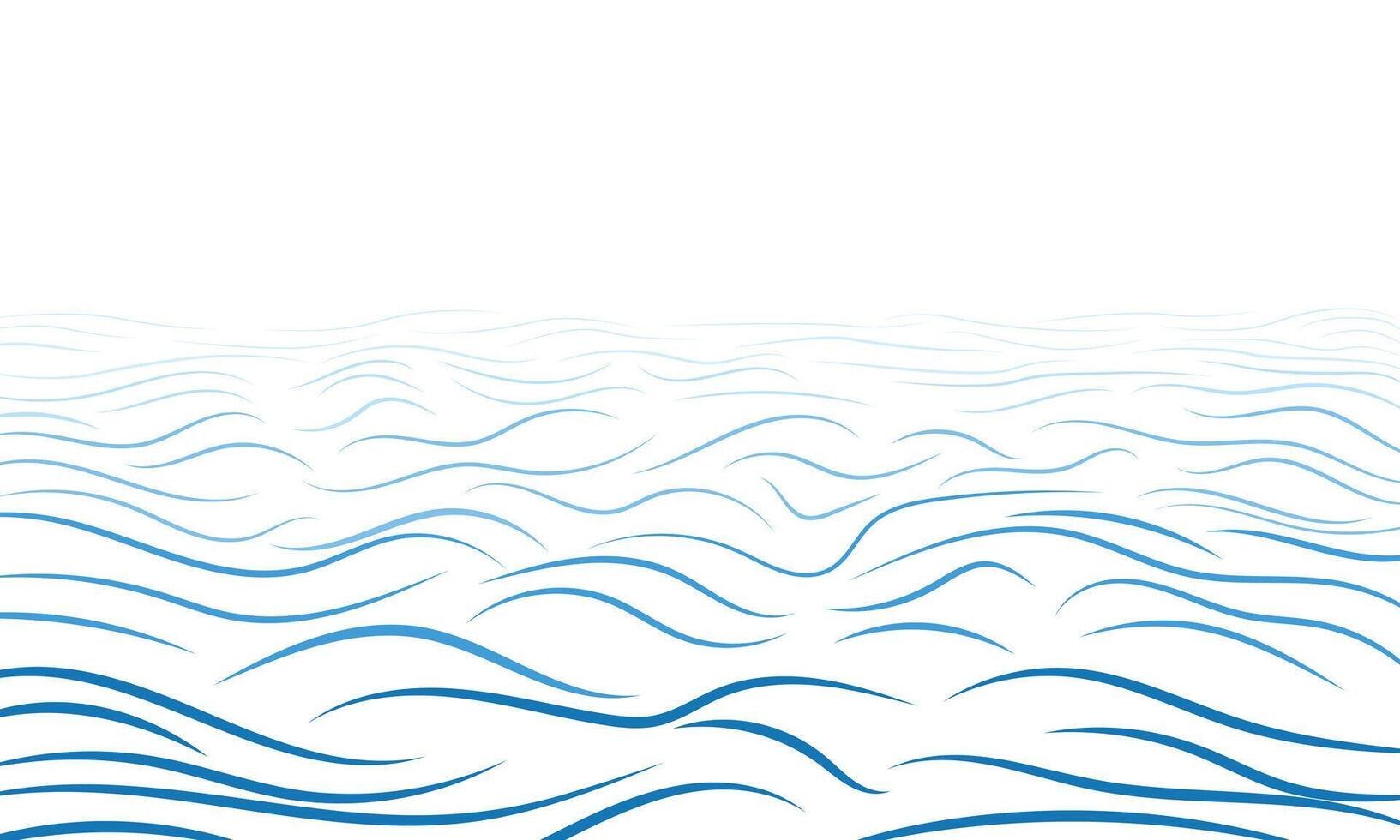 Hand drawn illustration of wavy blue sea surface vector