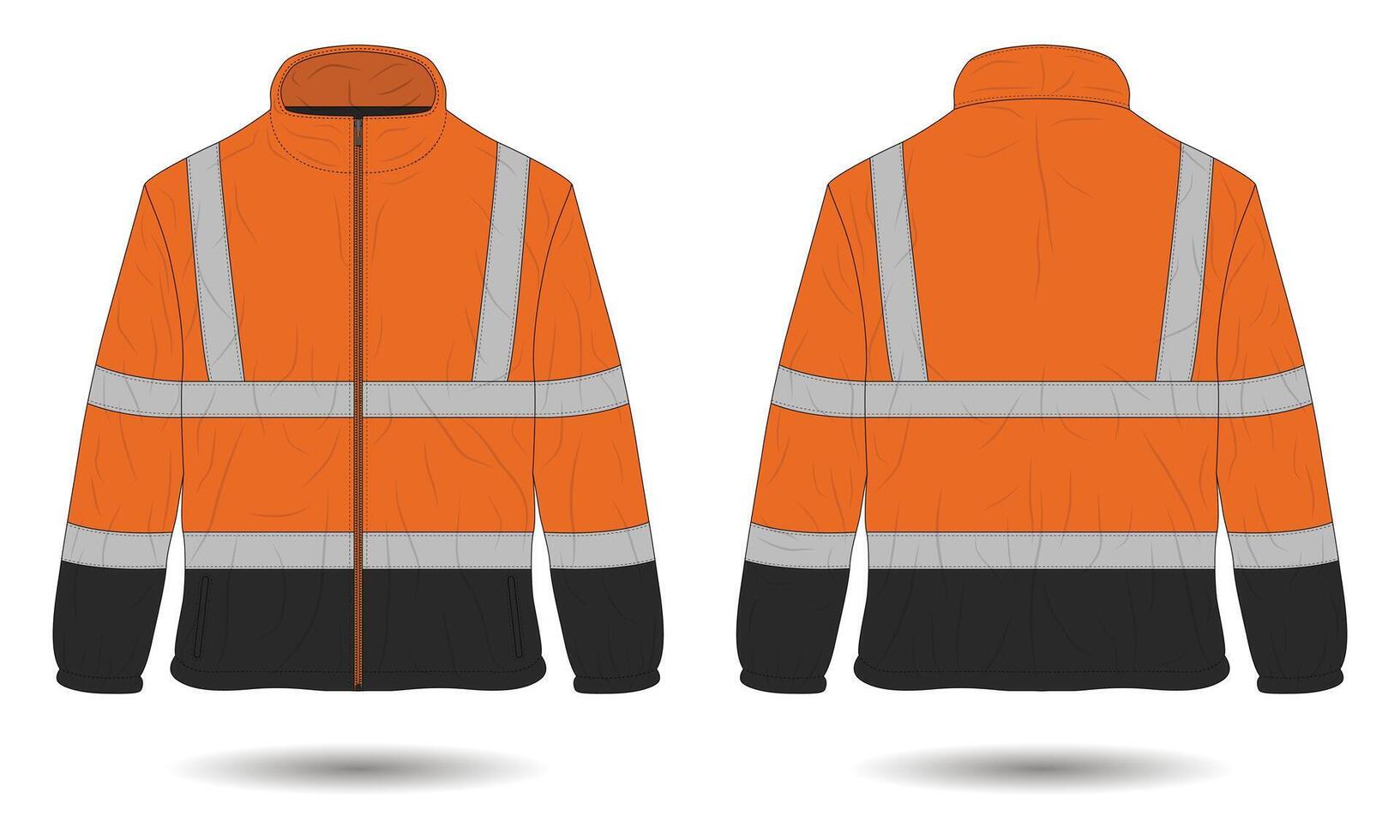 Hi vis clothing zipper jacket mockup front and back view vector