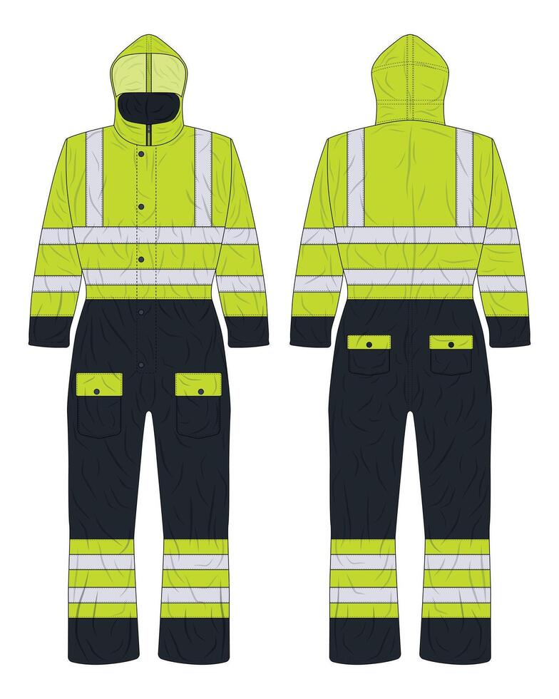 Hi vis workwear mockup front and back view vector