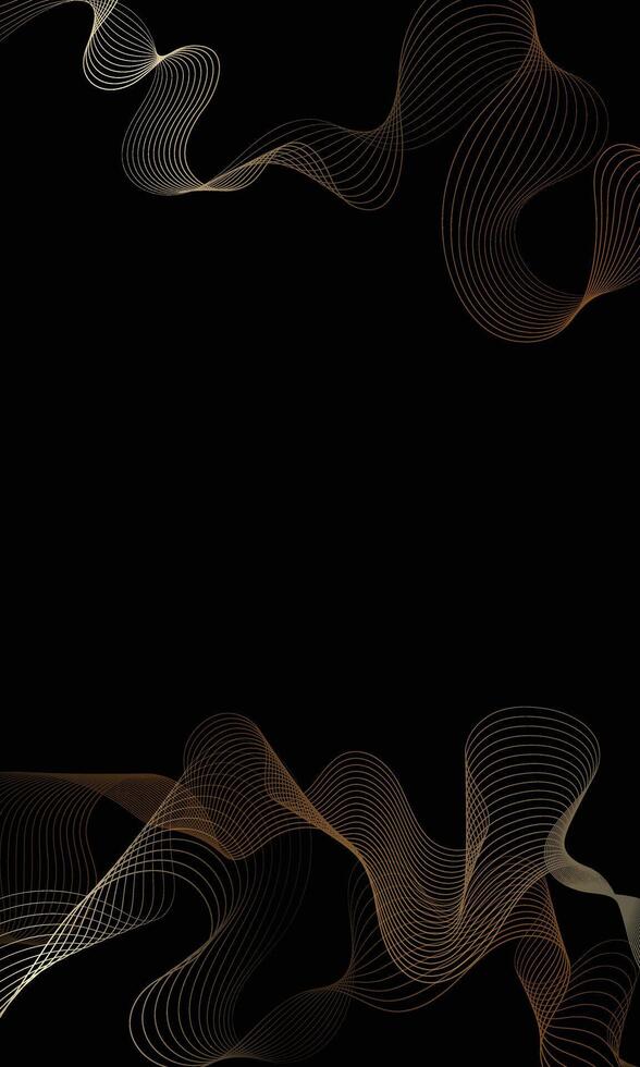 Dark wallpaper with elegant wavy gold lines vector