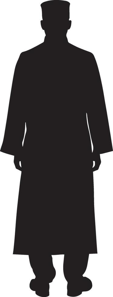 A silhouette of a man in a coat and hat vector