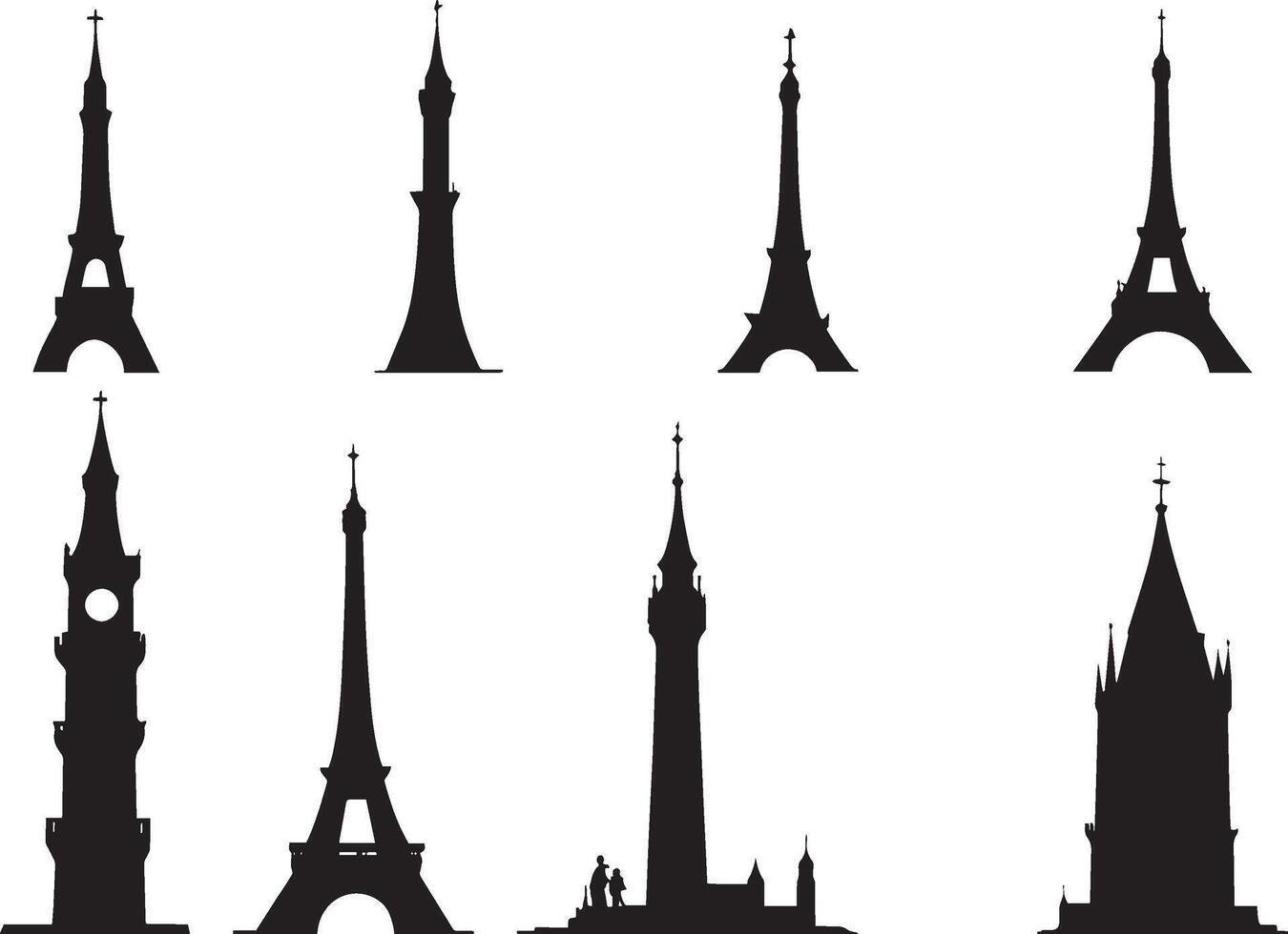 Eiffel tower silhouettes illustration vector