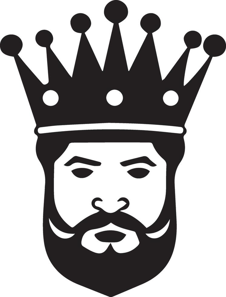 A black and white logo of a king with a beard vector