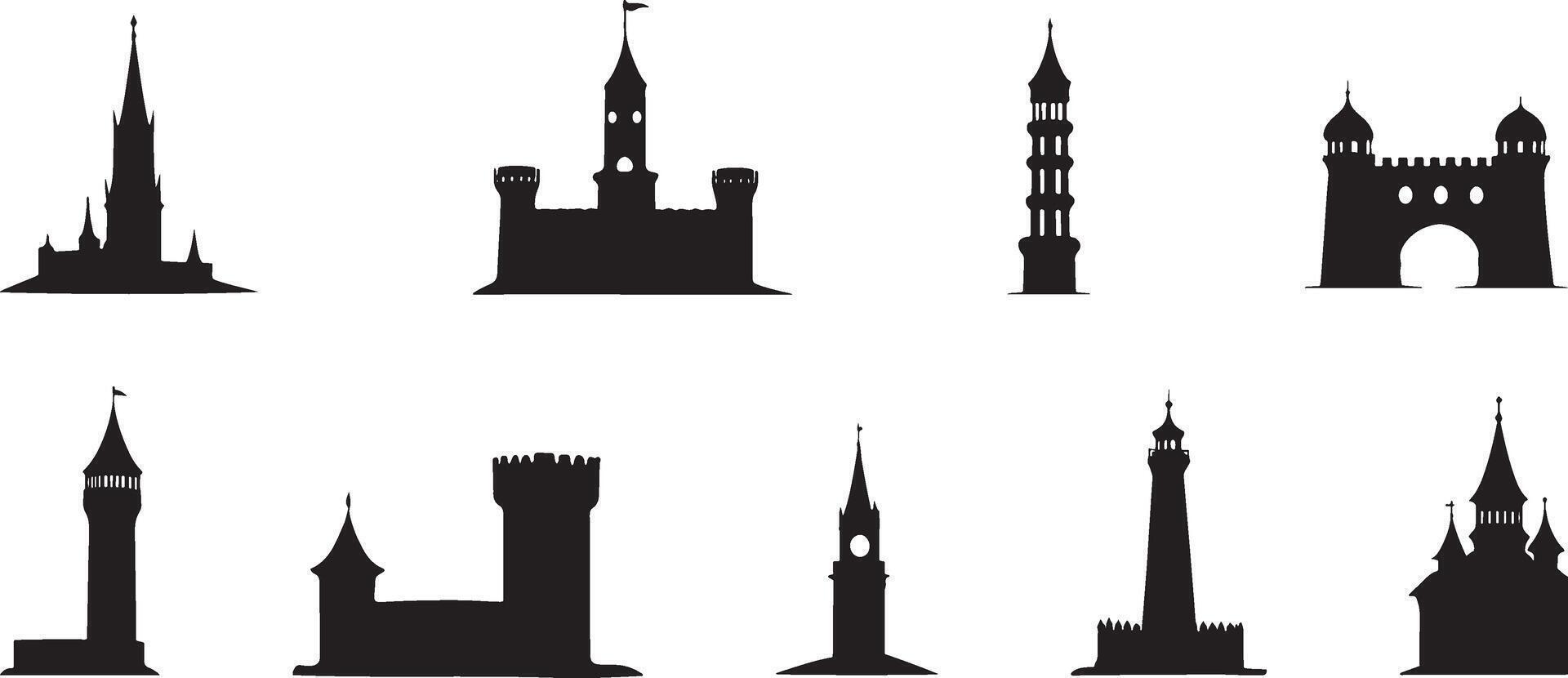 Silhouettes of different buildings and towers vector