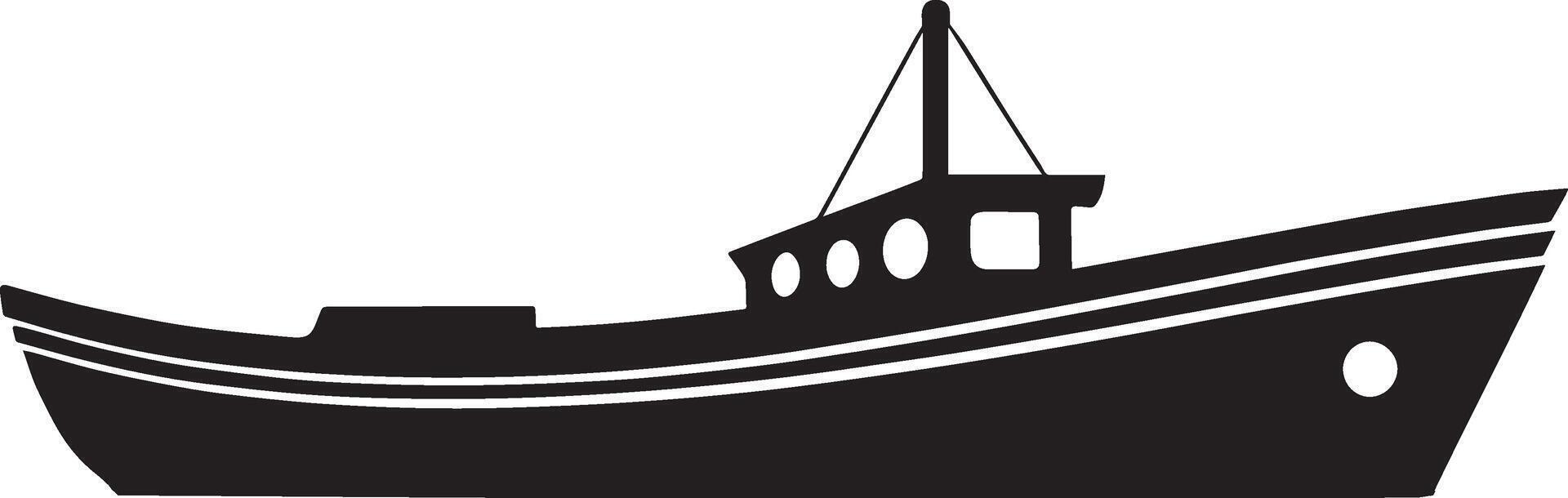 A black and white illustration of a boat vector