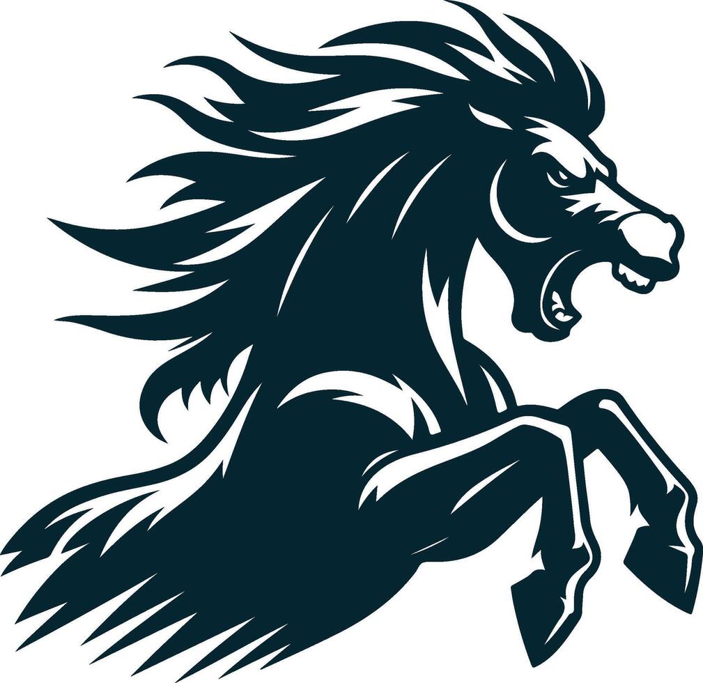 A black horse with a mane on its head vector