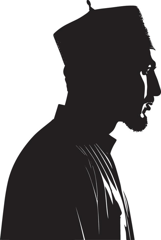 Silhouette of a muslim man in traditional clothing vector