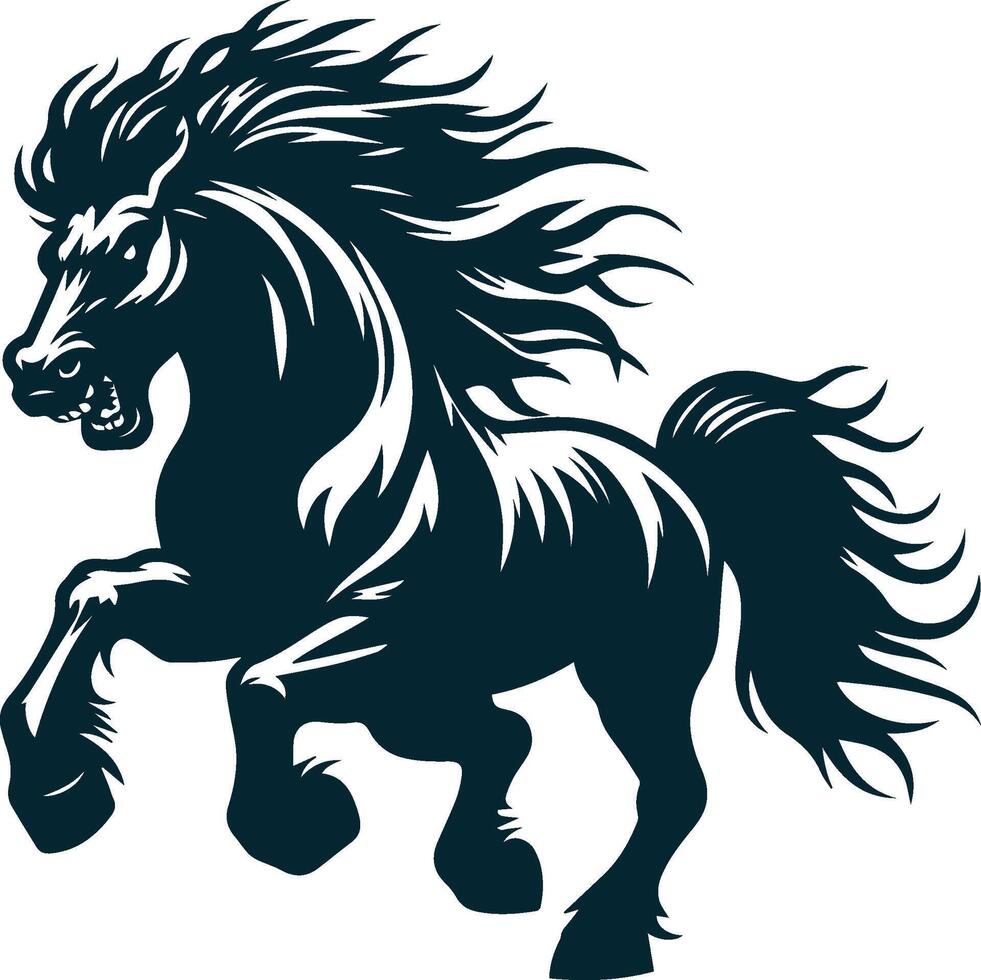 A black horse with long mane vector