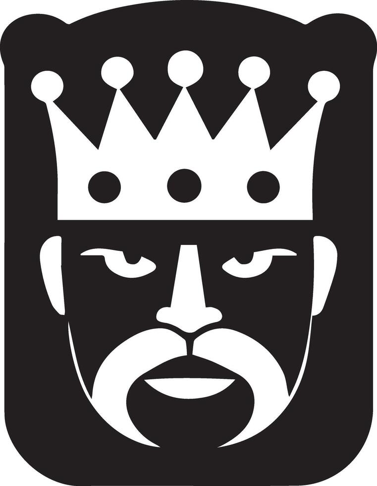 A black and white logo of a king with a crown vector