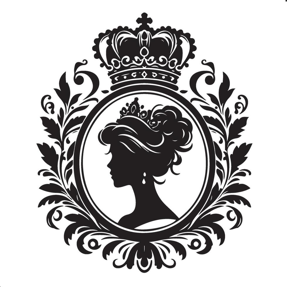 The silhouette of a woman with a crown vector