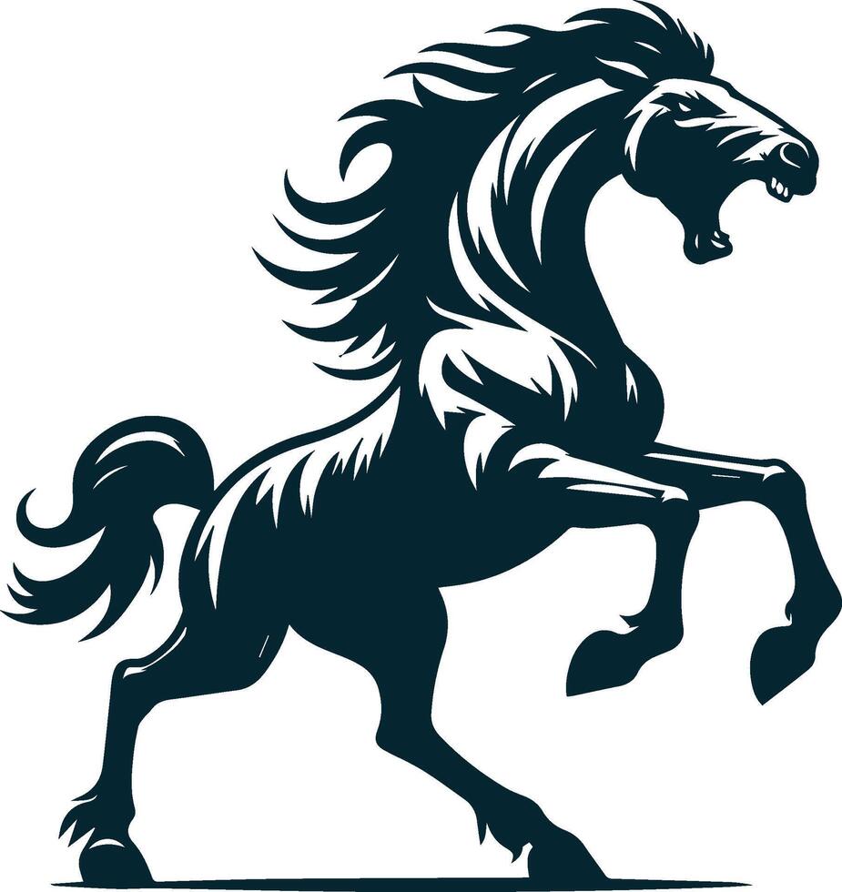 A black horse with a mane on its back vector