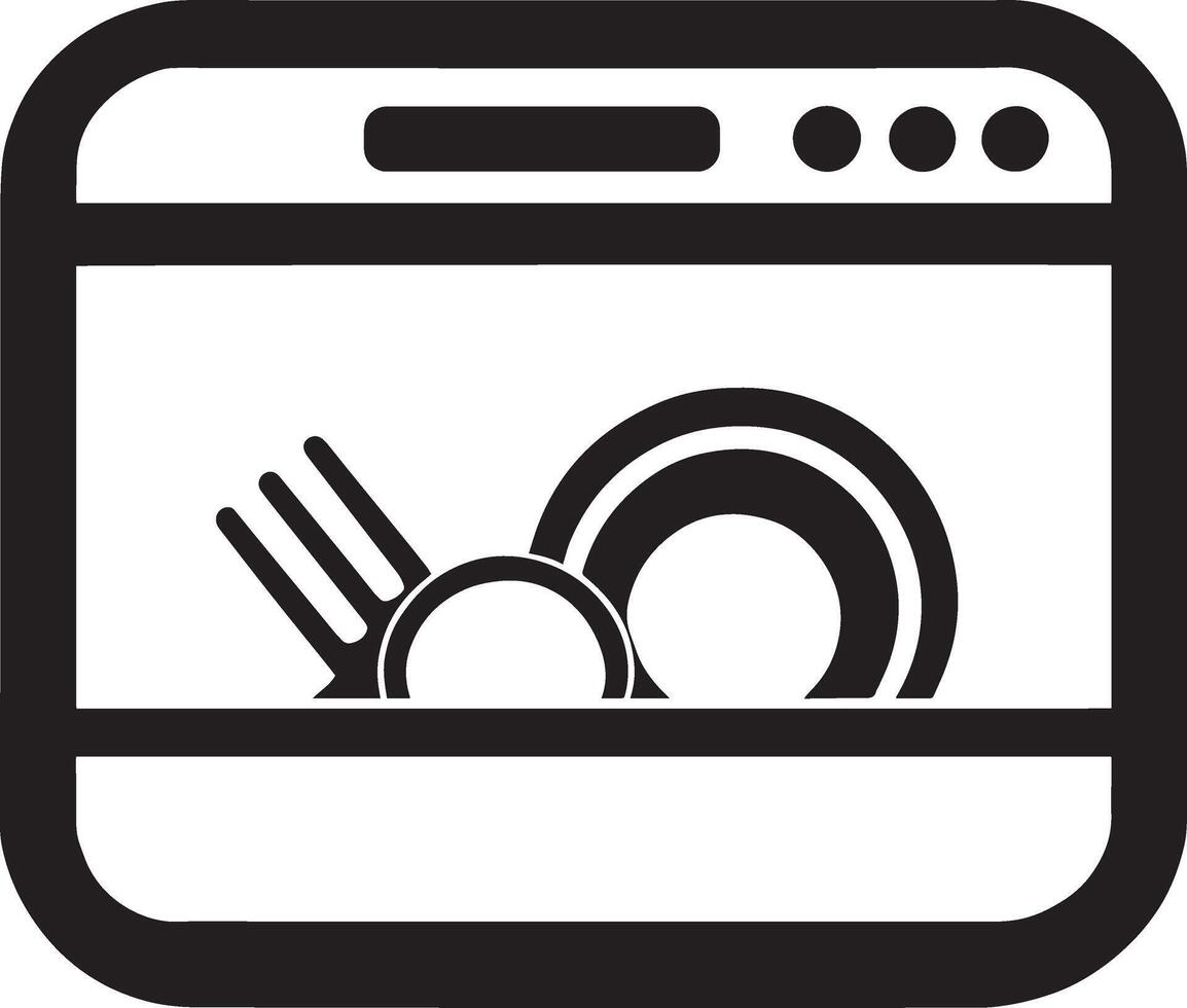 A black and white icon of a dishwasher vector