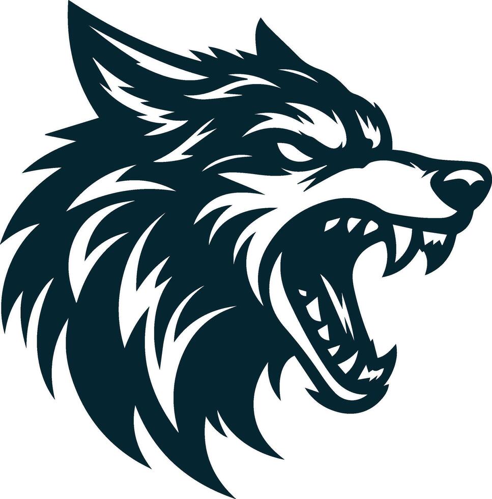 The wolf head logo with a black and white design vector