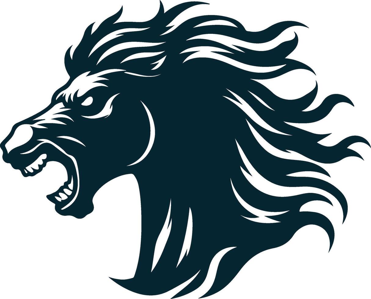 A horse head with a mane and a long mane vector