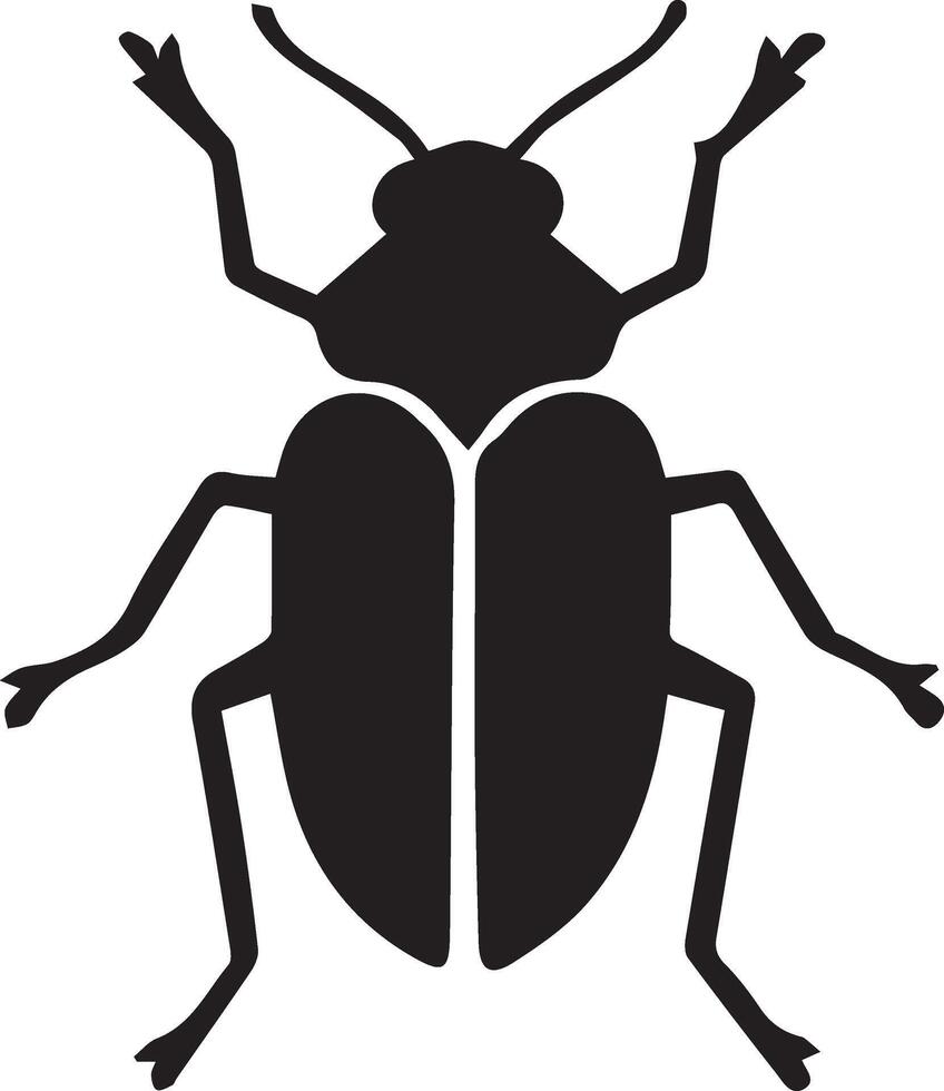 A black and white silhouette of a bug vector