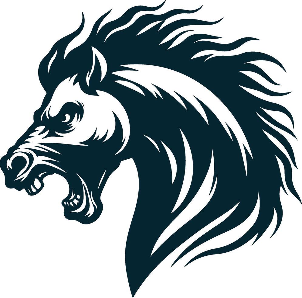 A horse head with a mane and a mane vector