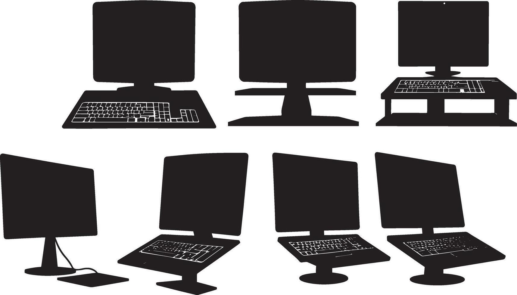Computer monitor silhouettes set of four different types of computer monitors vector