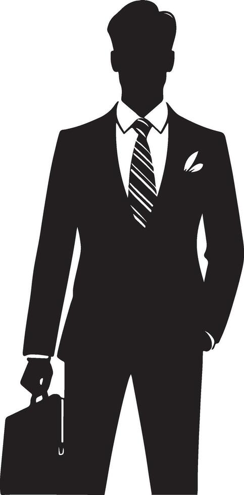 Business figure silhouette, corporate identity symbol, professional attire graphic, business leader illustration vector