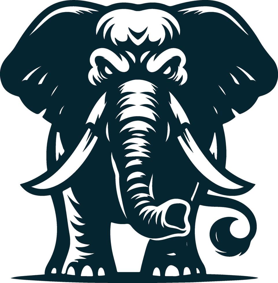 An elephant with tusks standing in front of a white background vector