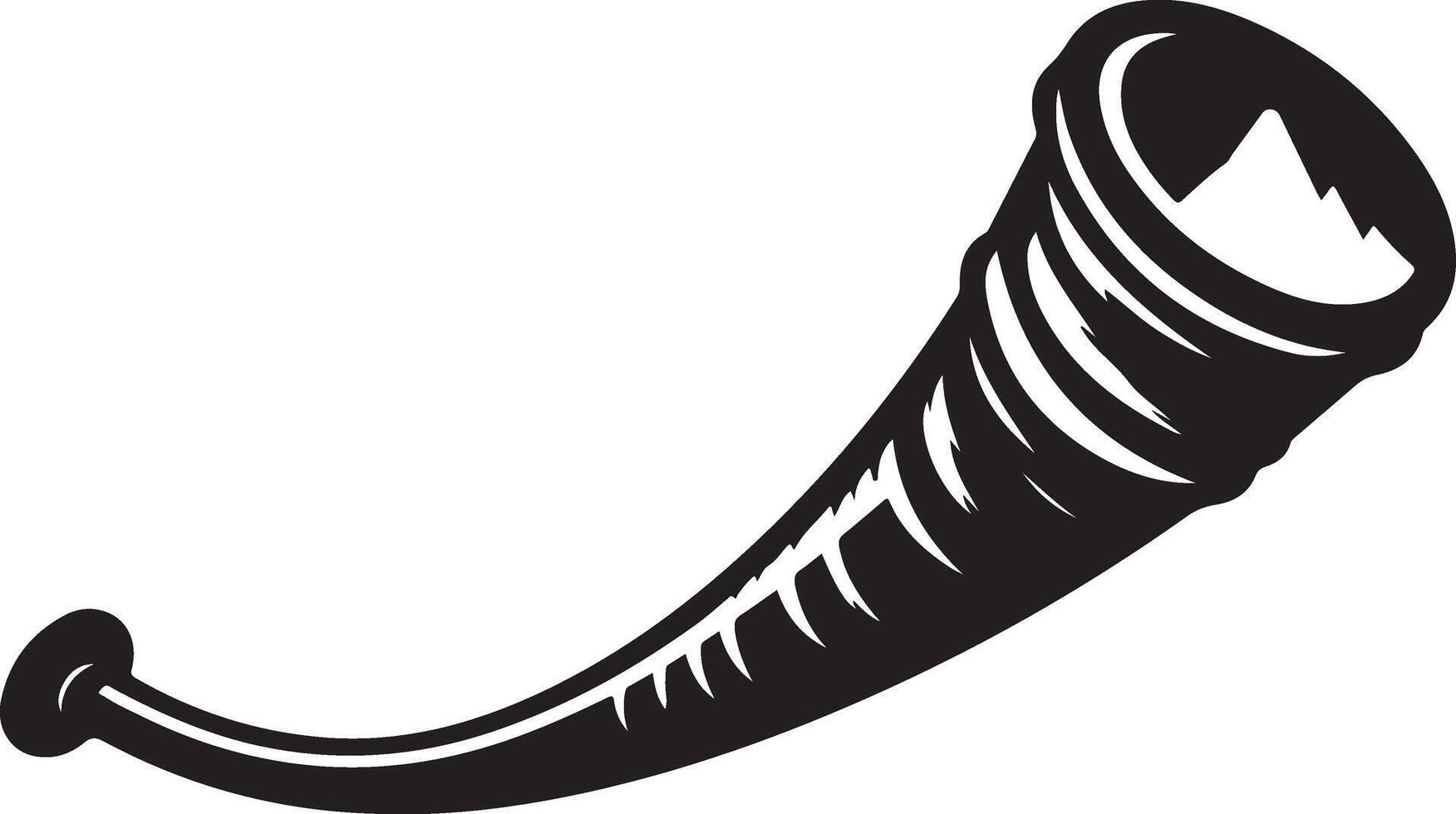 Silhouette of alphorn, musical icon design, Alpine culture graphic, brass instrument representation vector