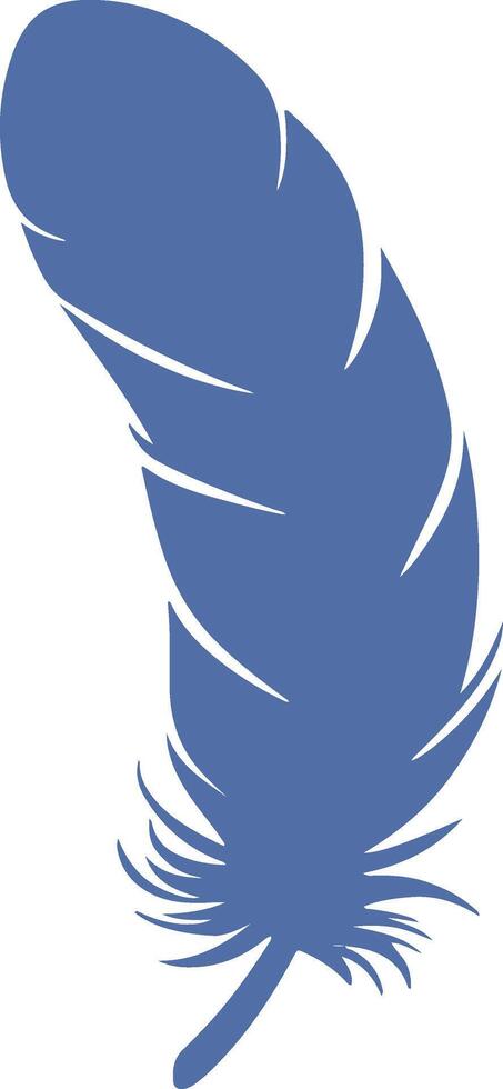 Bird feather silhouette, soft feather graphic, natural design representation, feather shape illustration vector