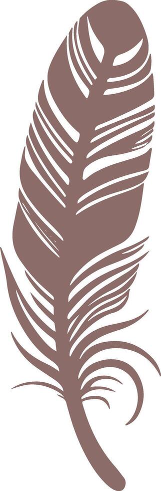 Feather silhouette imagery, bird wing element, artistic feather outline, elegant nature symbol vector