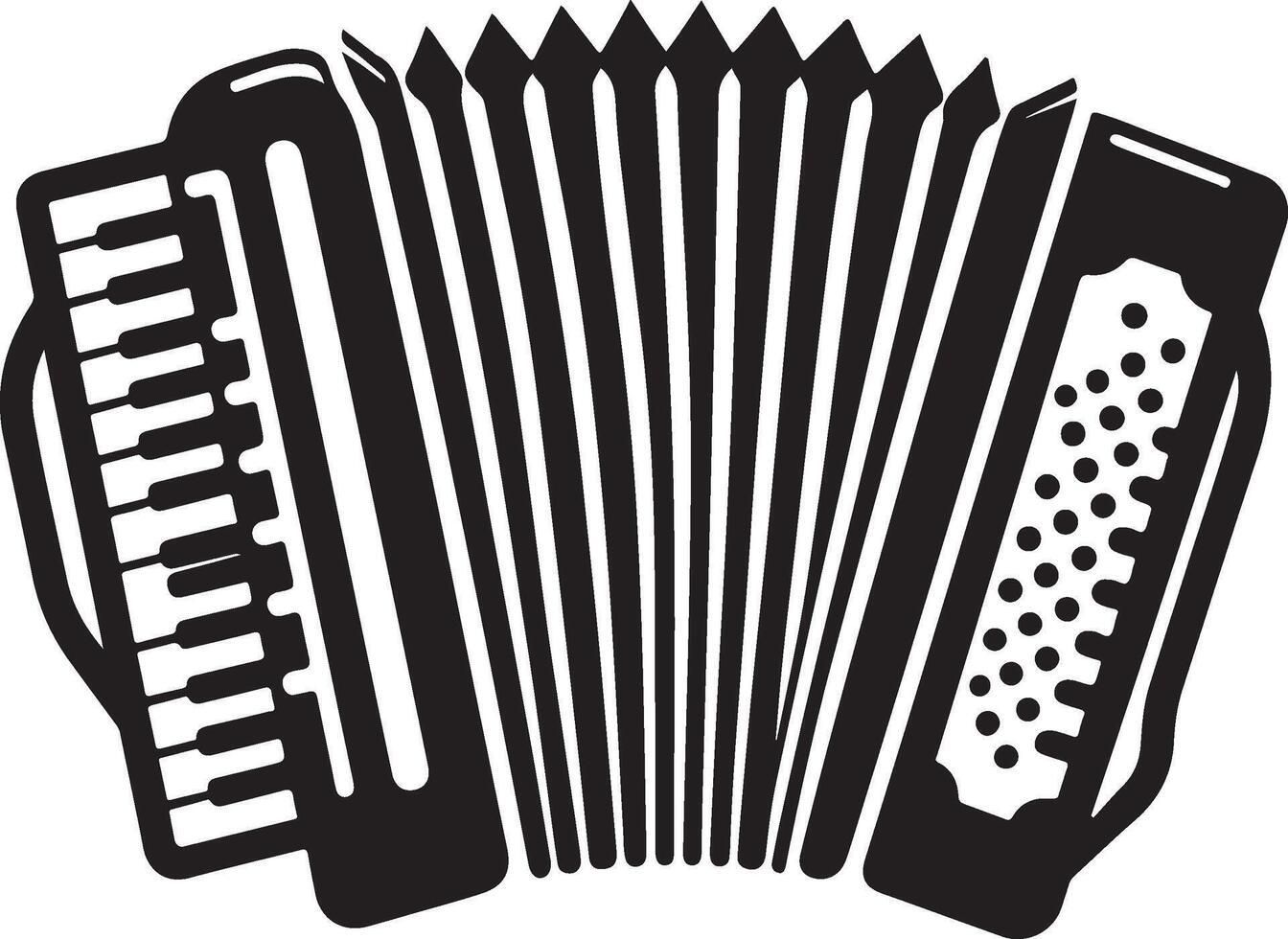 Accordion silhouette symbol, musical instrument design, classic accordion graphic, folk music icon, traditional accordion illustration vector