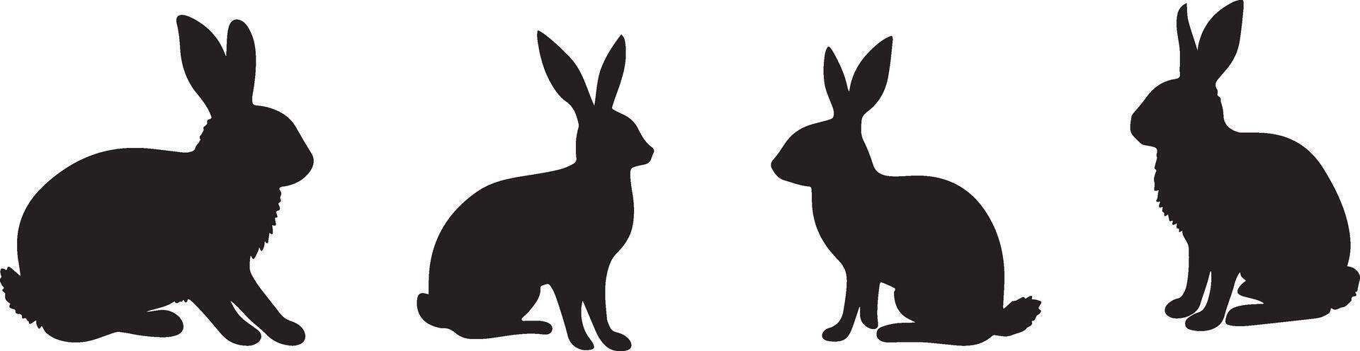 Silhouettes of rabbits, hopping bunny figures, animal shape collection, rabbit character icons vector