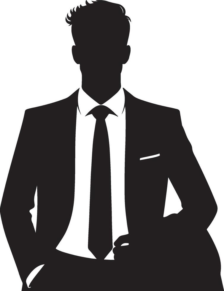Businessman shape silhouette, corporate character design, professional image symbol, workplace figure illustration vector