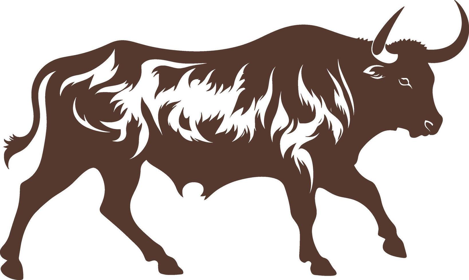 Silhouette of a bull figure, ranch animal icon, dark bull design, strength representation vector