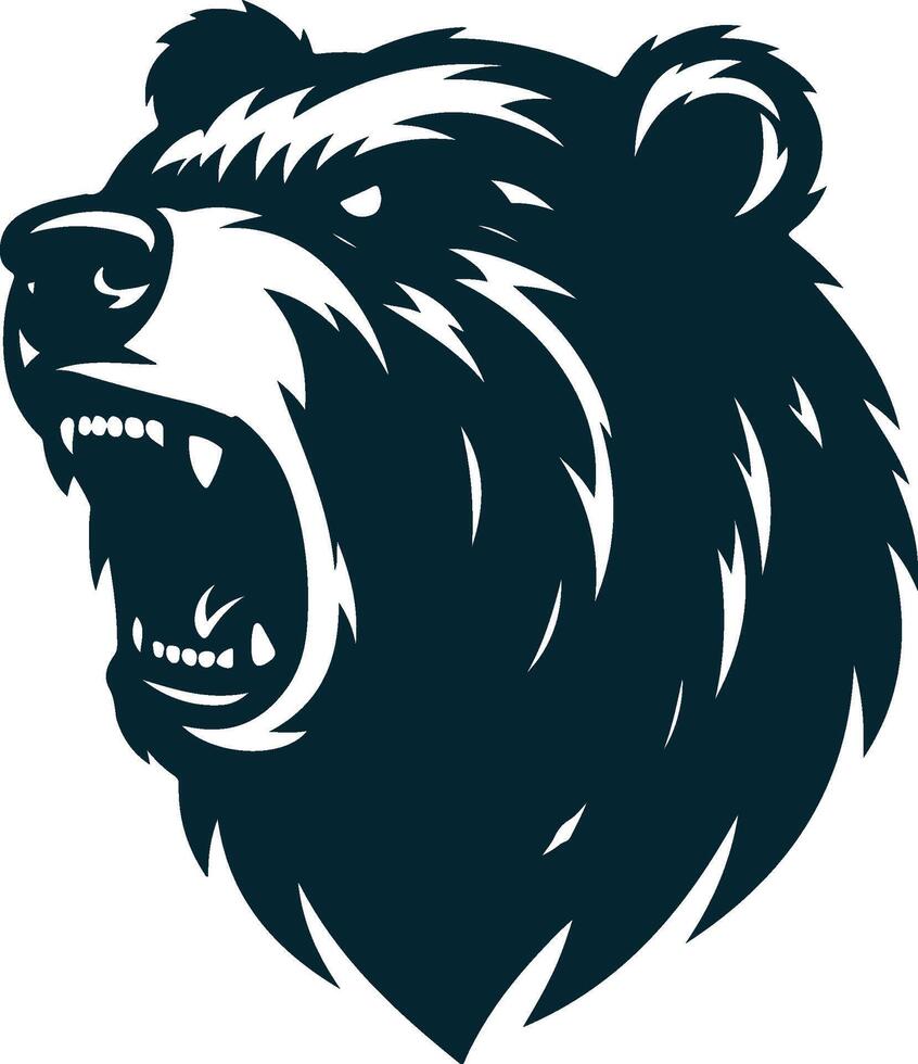 bear silhouette in a furious pose, black bear silhouette, wild bear design vector