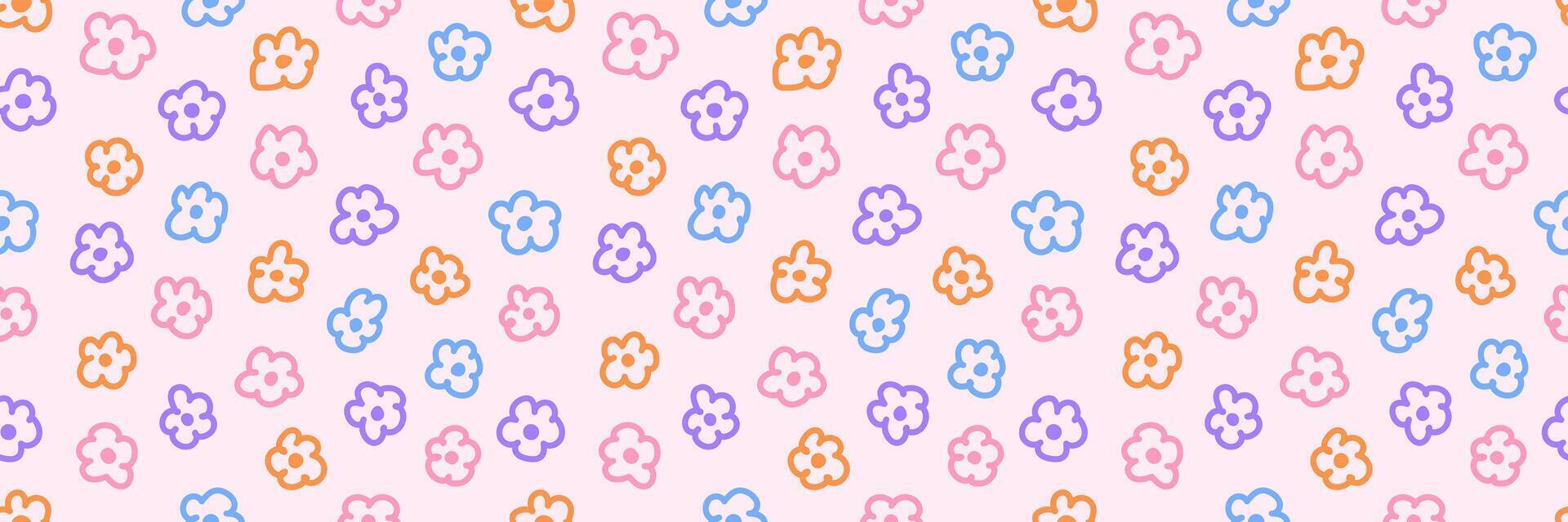 Abstract seamless pattern with vintage simple flowers. Retro floral background for fabric, wallpaper or wrapping vector