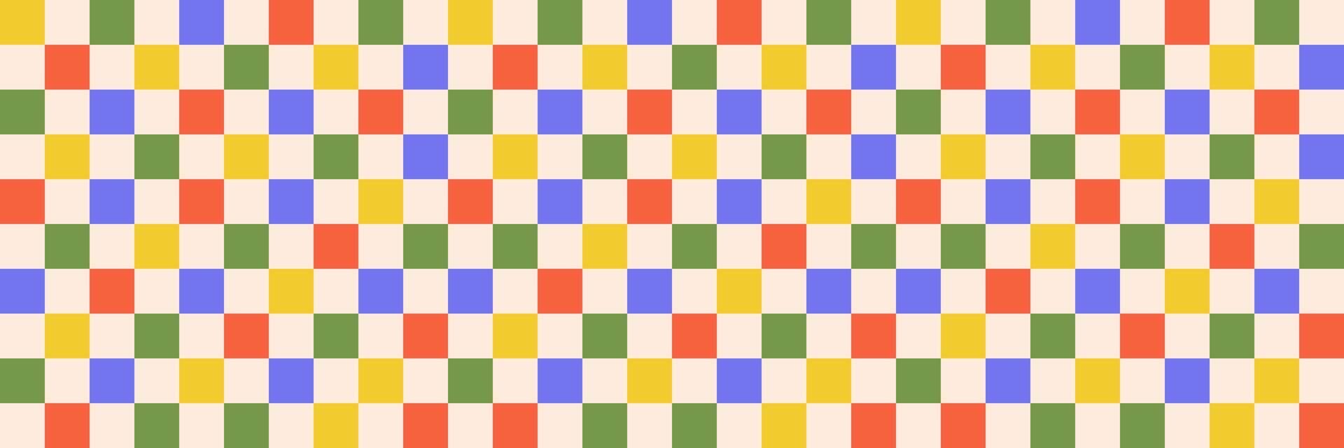 Abstract seamless colorful checkered colorful pattern on light background, flat illustration vector