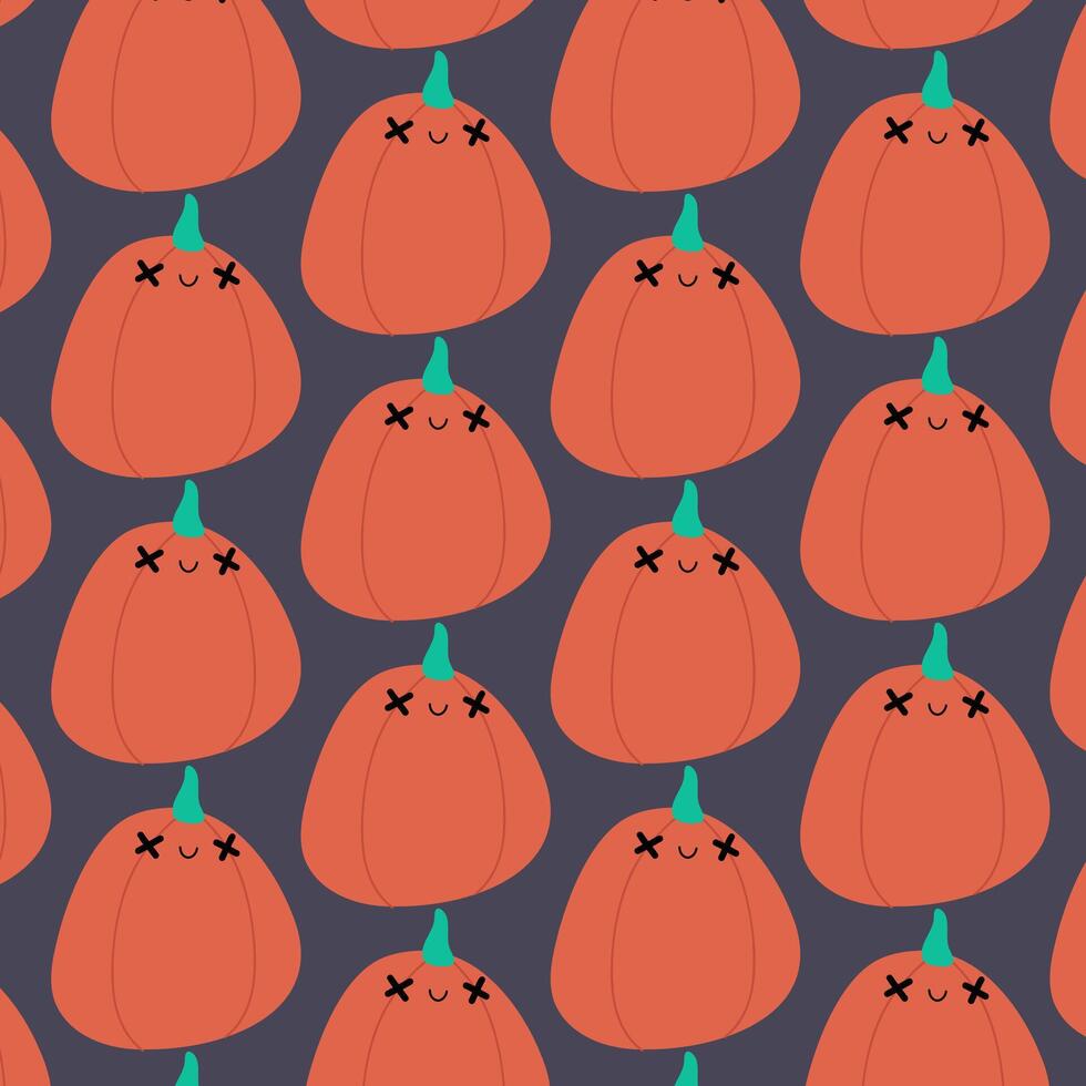 Concept of Halloween pattern with pumpkins. . vector