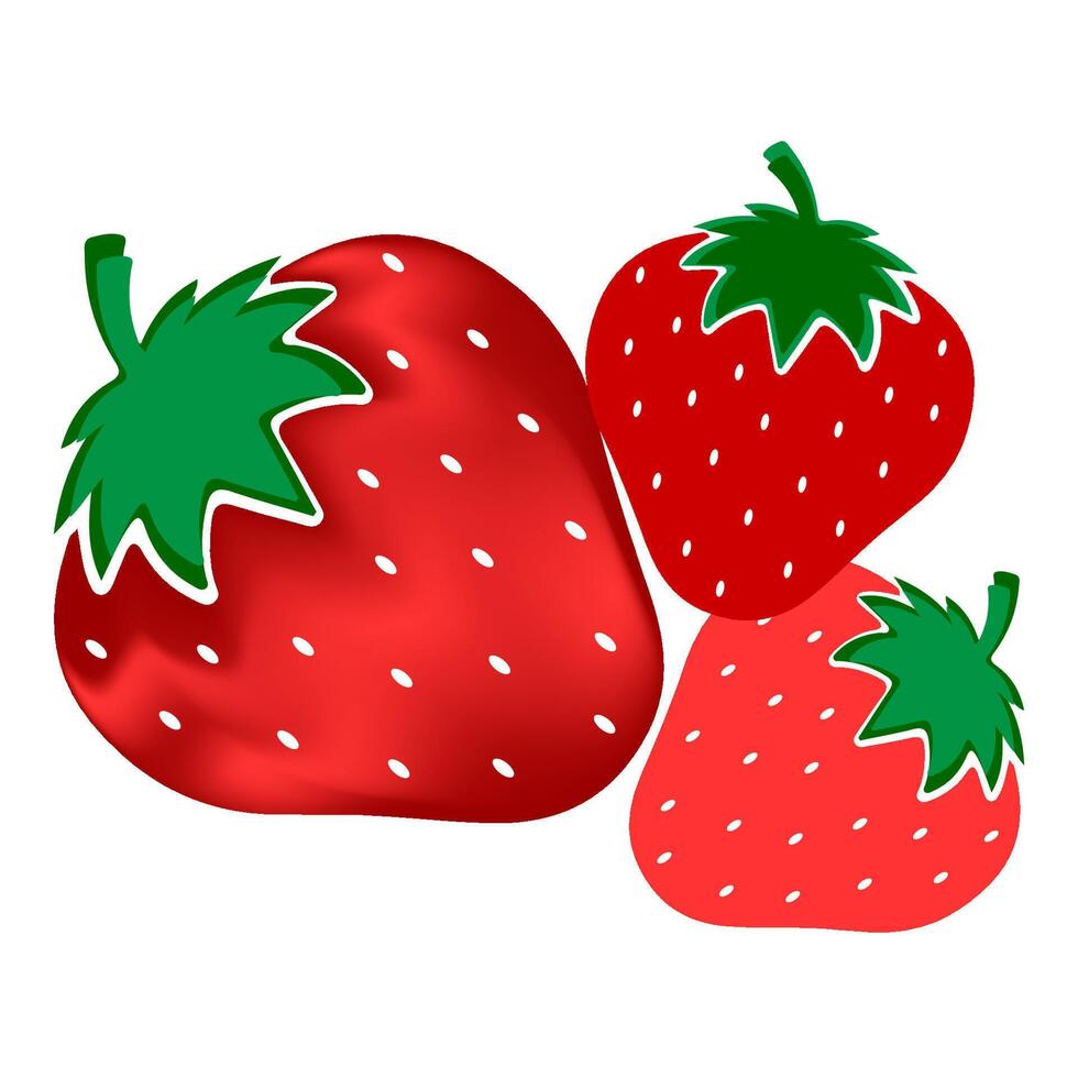 strawberry design custom red green food natural sweet fresh white background vector