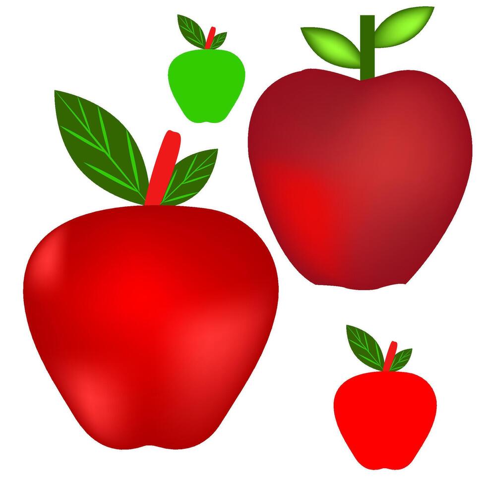 apple design custom food red,green colorful, art, natural vector