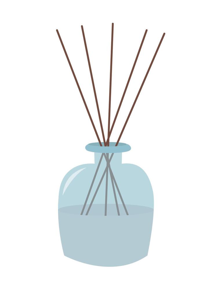 Aroma sticks in glass bottle flat illustration vector