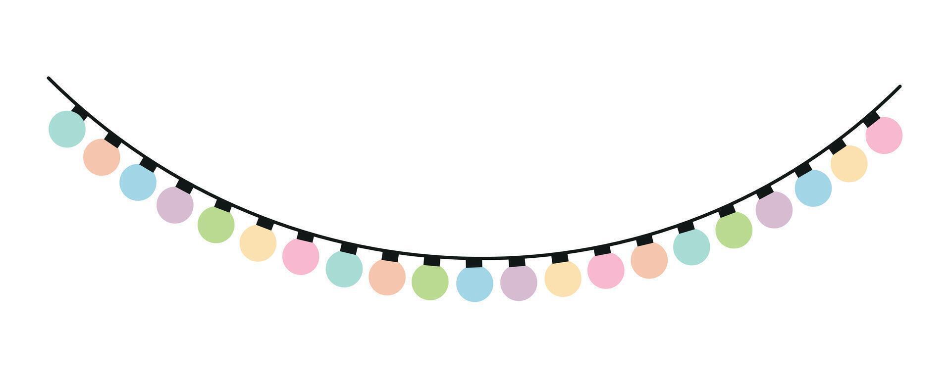 Multicolored garland with lamps flat illustration vector