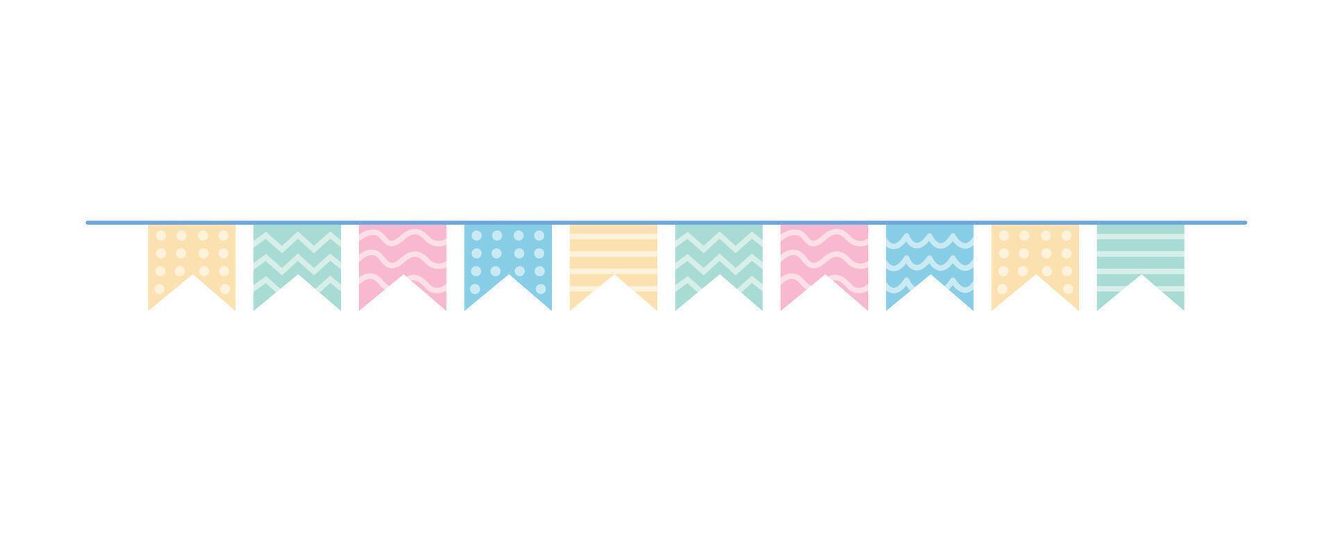 Pastel colors garland with flags for party decoration vector