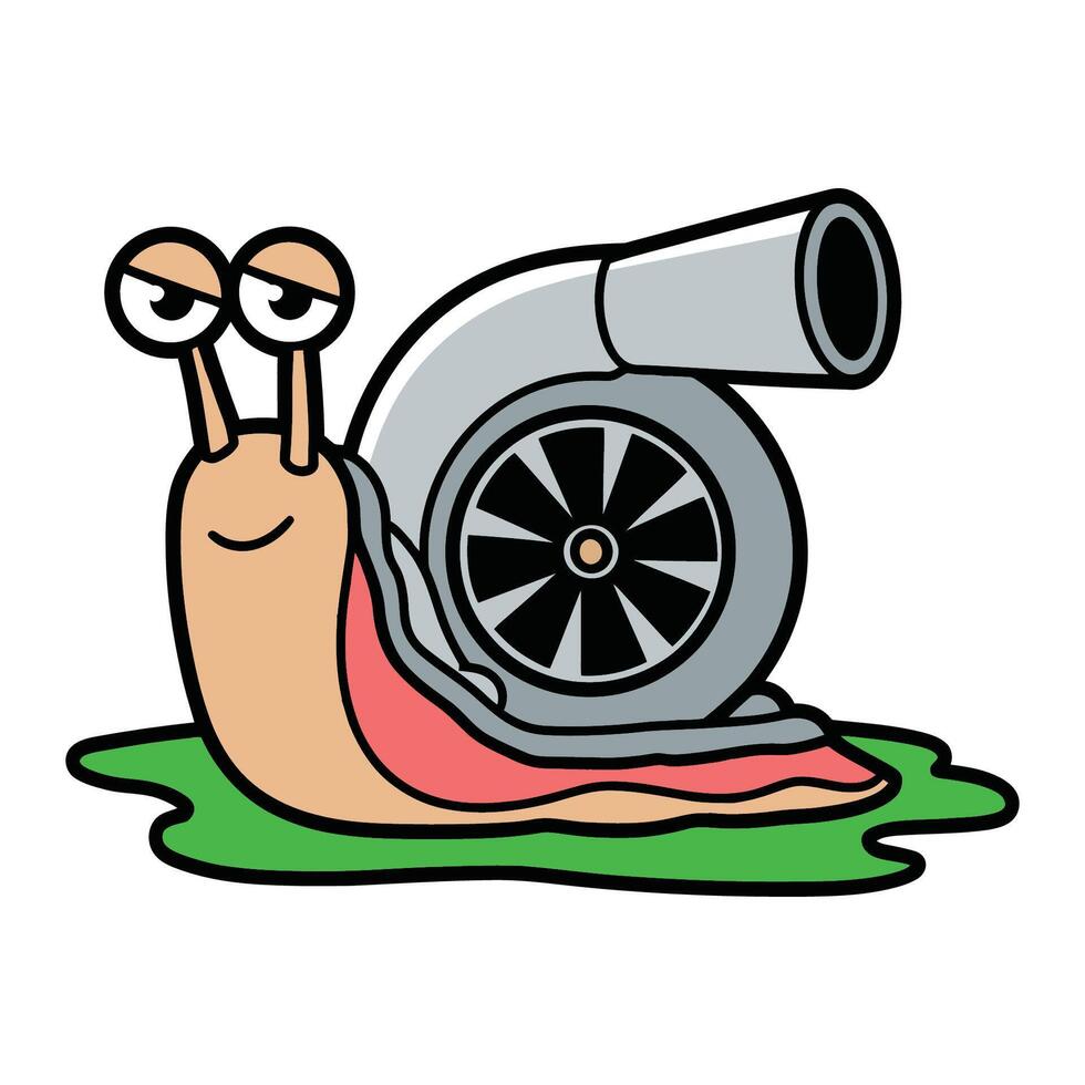 Cartoon Snail with Turbo Charger Illustration vector