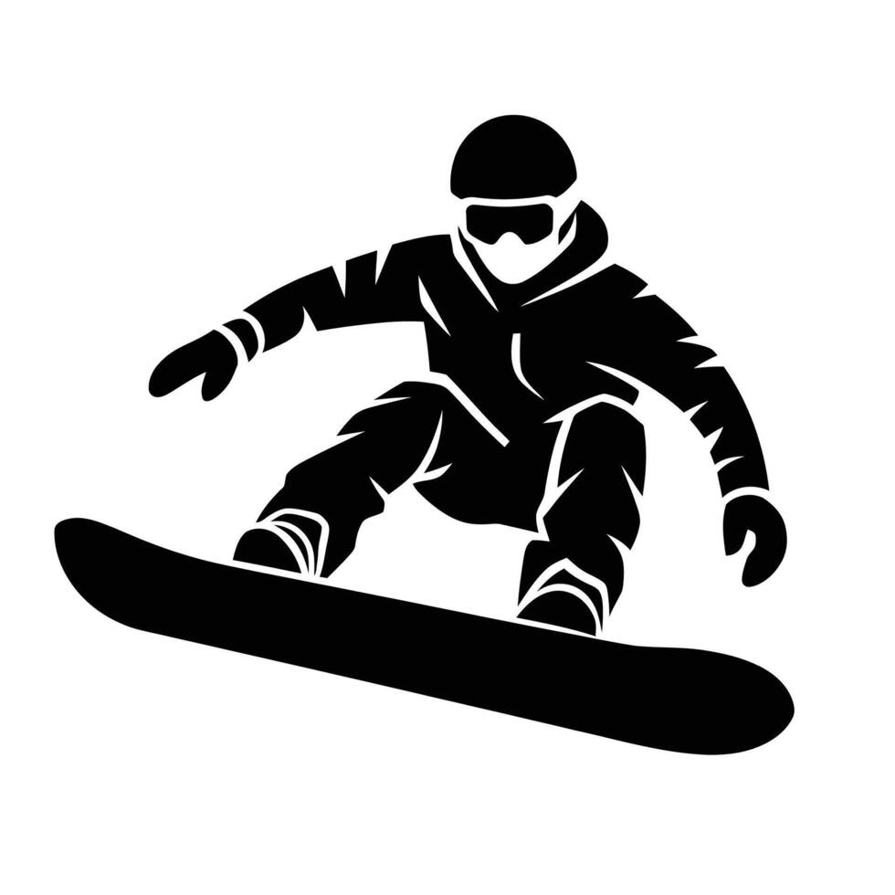 Snowboarder Jumping Silhouette Illustration vector